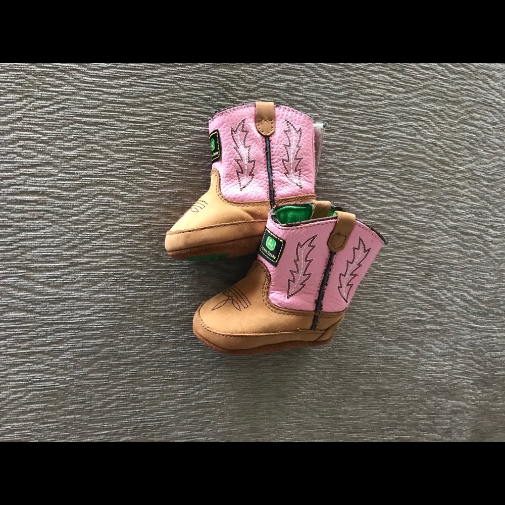 John Deere Pink Boots Infant Size 2 Girls